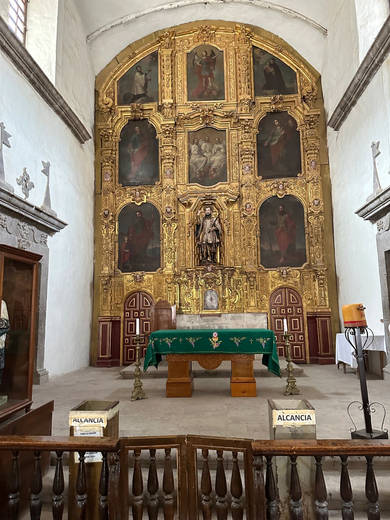 Inside San Javier Mission.