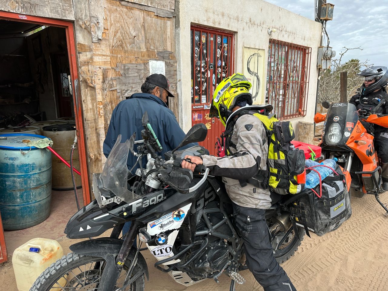 Stopping at the local "gas station" before heading north.