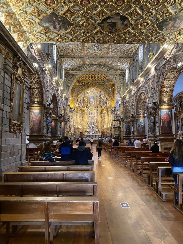 Inside a church in Quito