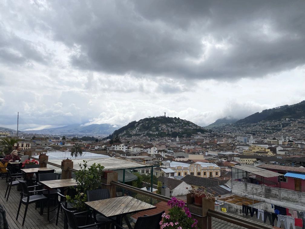 View from the rooftop bar/restaurant at my hostel in Quito