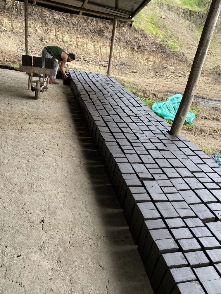 Bricks cut and drying before going in the kiln