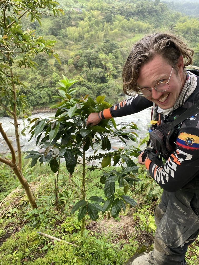 Touring a coffee plantation near the Colombian border