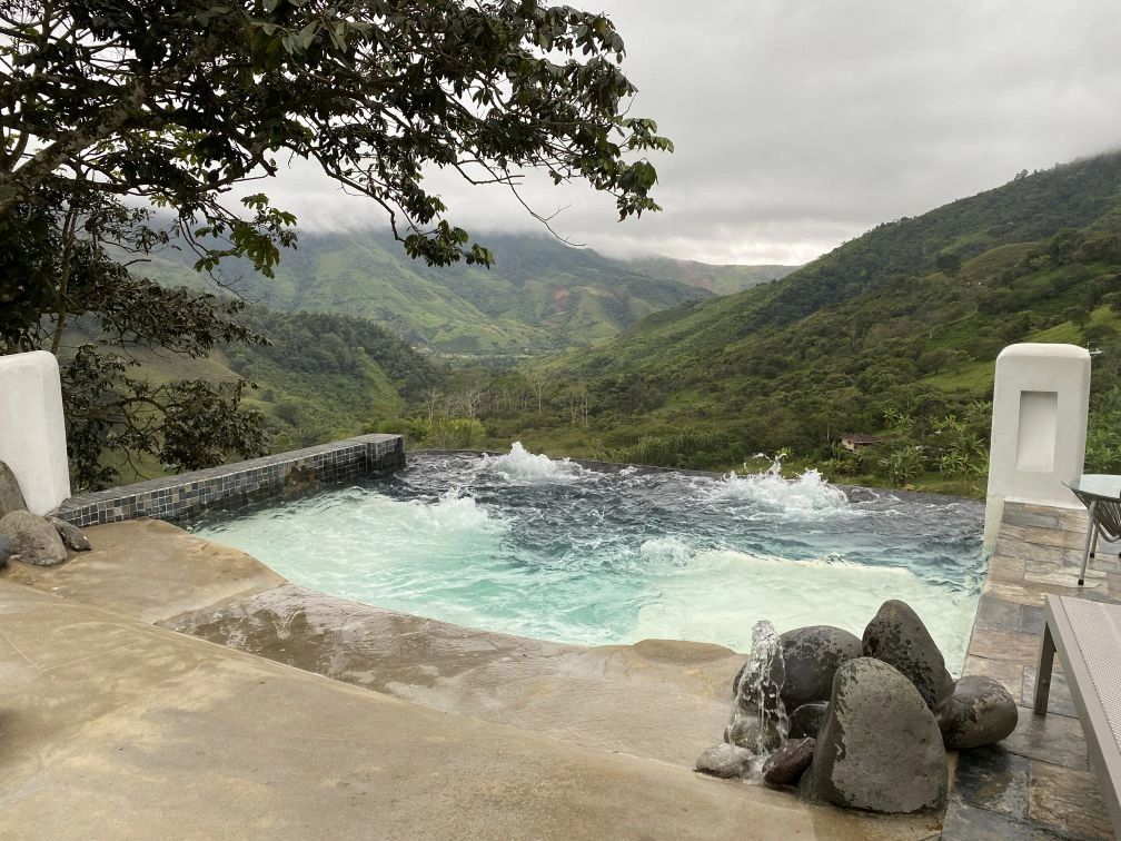 Infinity hot tub with a view