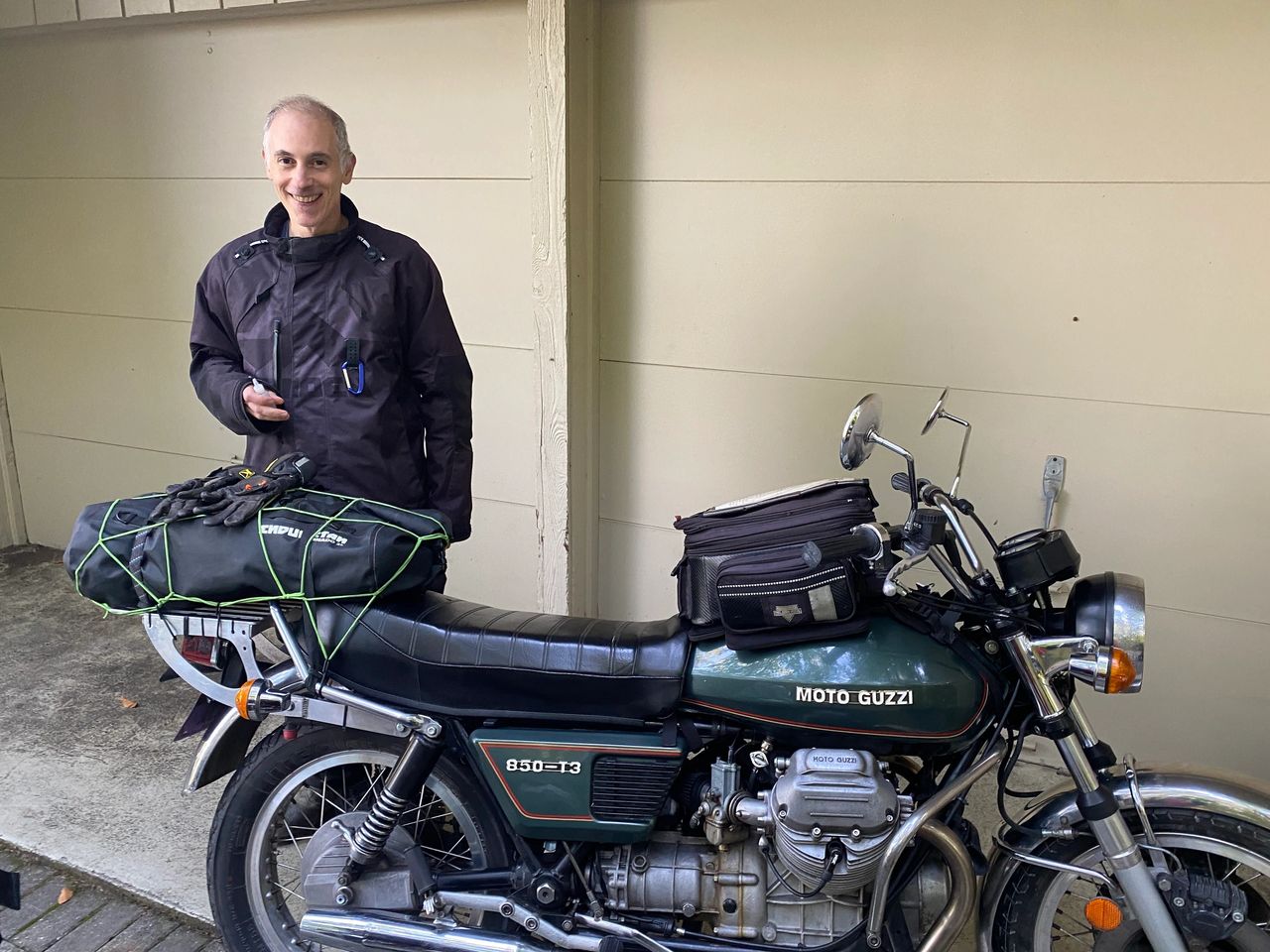 Mike with his Moto Guzzi 850 Mike with his Moto Guzzi 850