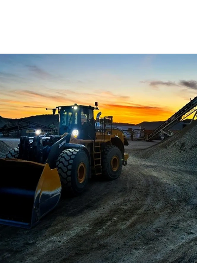 Loader stationary at the Beartooth Gravel Pit
