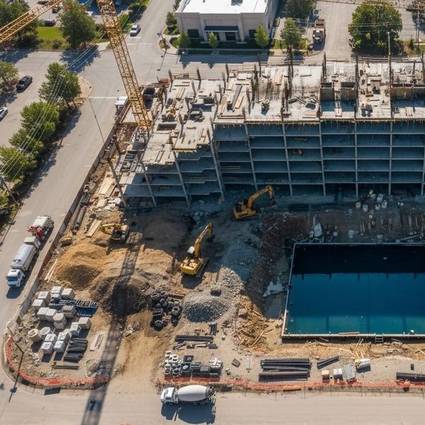 Construction Aerial Documentation for a parking garage.