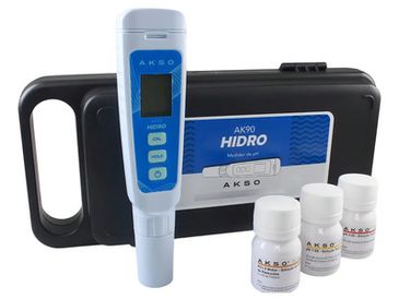 Medidor digital de pH AKSO Hidro con reactivos.