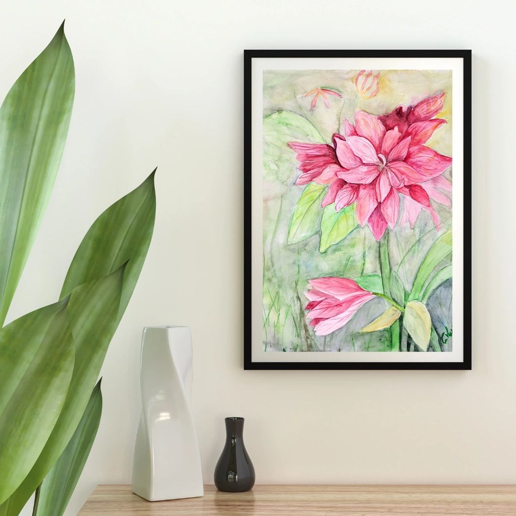 Red Amaryllis Watercolor Painting