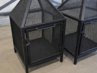 Structure foyer fait sur mesure noir, peinture poudre liquide sandblast