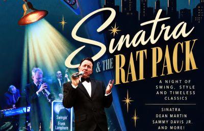 Sinatra &amp; The Rat Pack concert poster with singer and band.
