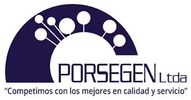 Logo of Porsegen Ltda with a scientific design and slogan.