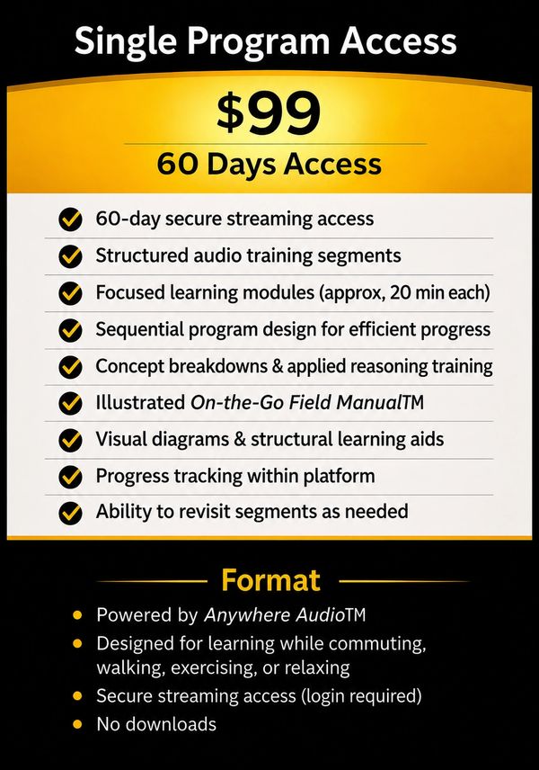 $99 for 60 days access to structured audio training and learning modules.