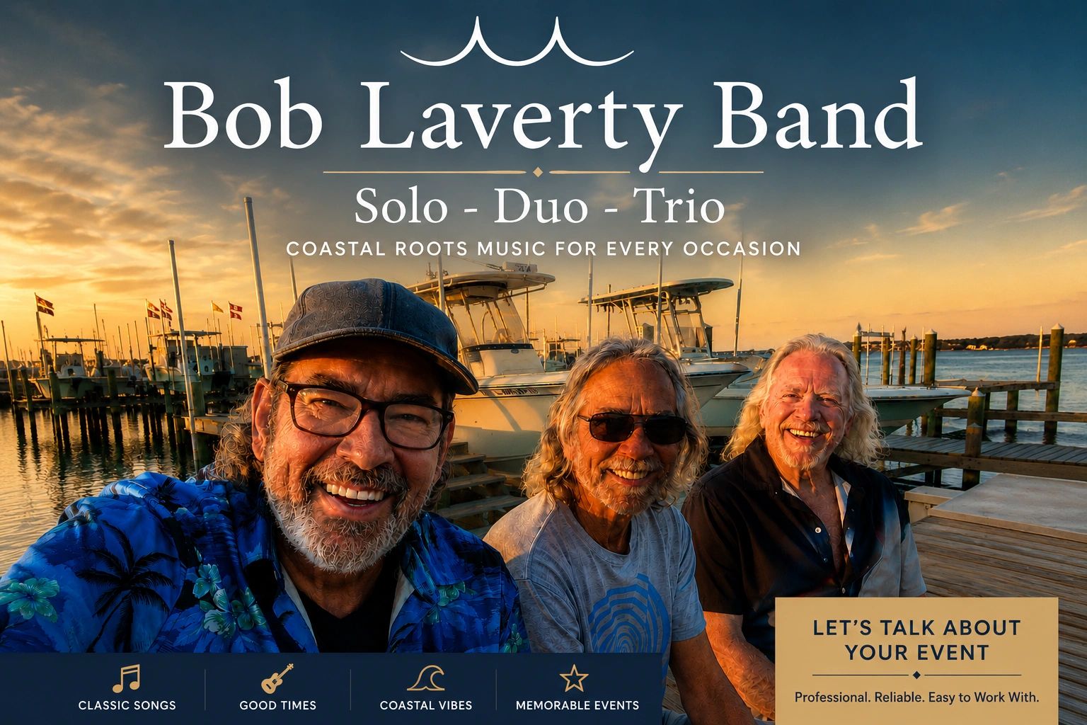 Bob Laverty Band performing live music for Crystal Coast events in North Carolina
