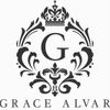 Elegant black and white Grace Alvar logo with ornate design.