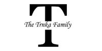 Large black letter T with 'The Trnka Family' written across the middle.