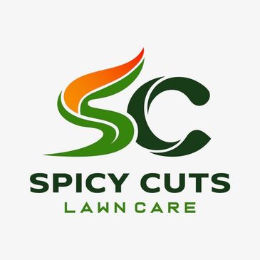 Logo for Spicy Cuts Lawn Care with green and orange stylized initials.