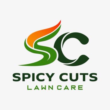 Logo for Spicy Cuts Lawn Care with green and orange stylized initials.