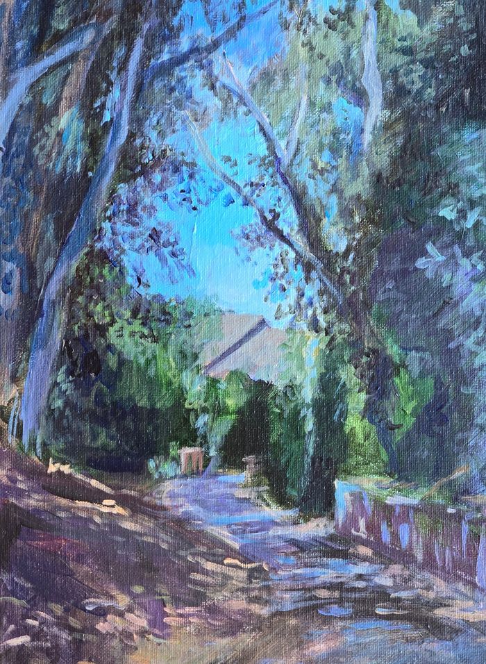 Arroyo Bike Trail, Plein Air, painted June 2024. Acrylic