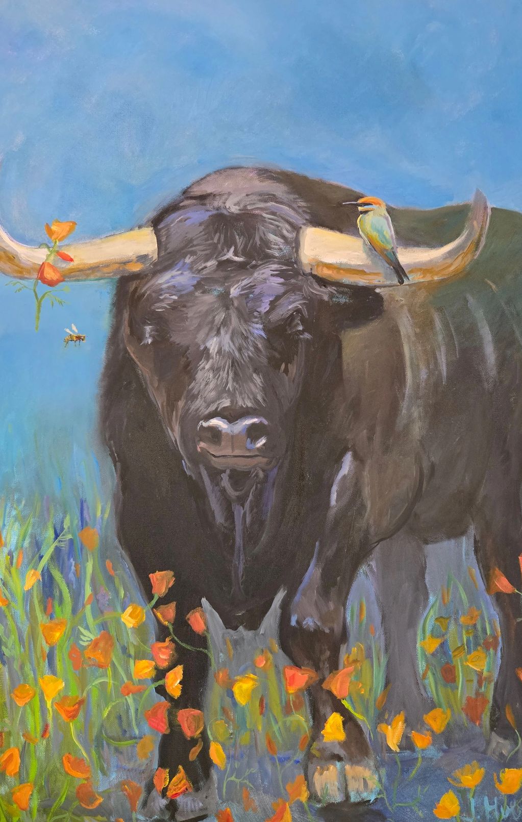 "Ferdinand the Bull", 24" x 36", oil painting, Painted 2025