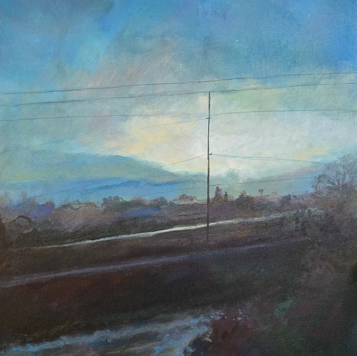 The Ironhorse Trail from the Artist's home at night in winter. Dublin, 2025.