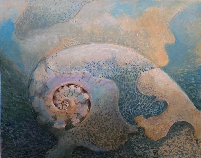 Abstract of "Pacific Grove", 16" x 20", acrylic painting, December 2025