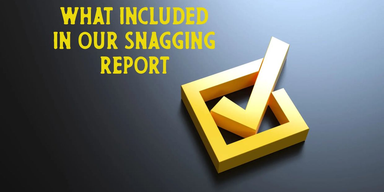 Graphic showing a 3D yellow checkmark with text about a snagging report.