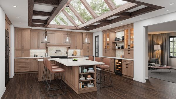 Toffee Oxford Includes: 42" Wall Cabinets, Open Shelve Cabinets, Decorative End Panels