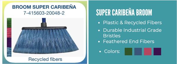 Escoba Super Caribeña FIORI formato grande, alta rotación en mercados del Caribe, exportador USA.