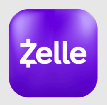 Purple square app icon with white Zelle logo.