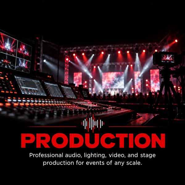 Professional event production with audio, lighting, and video.