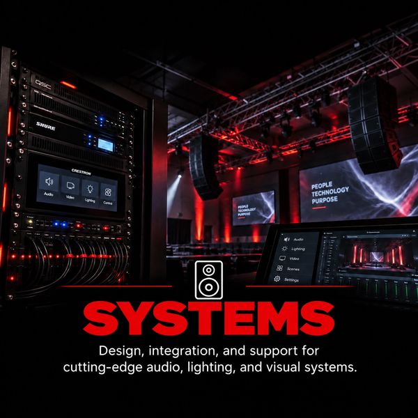 Cutting-edge audio, lighting, and visual system design and support.