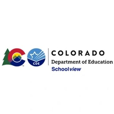 Image of CDE Logo with text "Colorado Department of Education Schoolview"