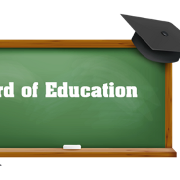 An image of a chalk board with "Board of Education" written in white chalk