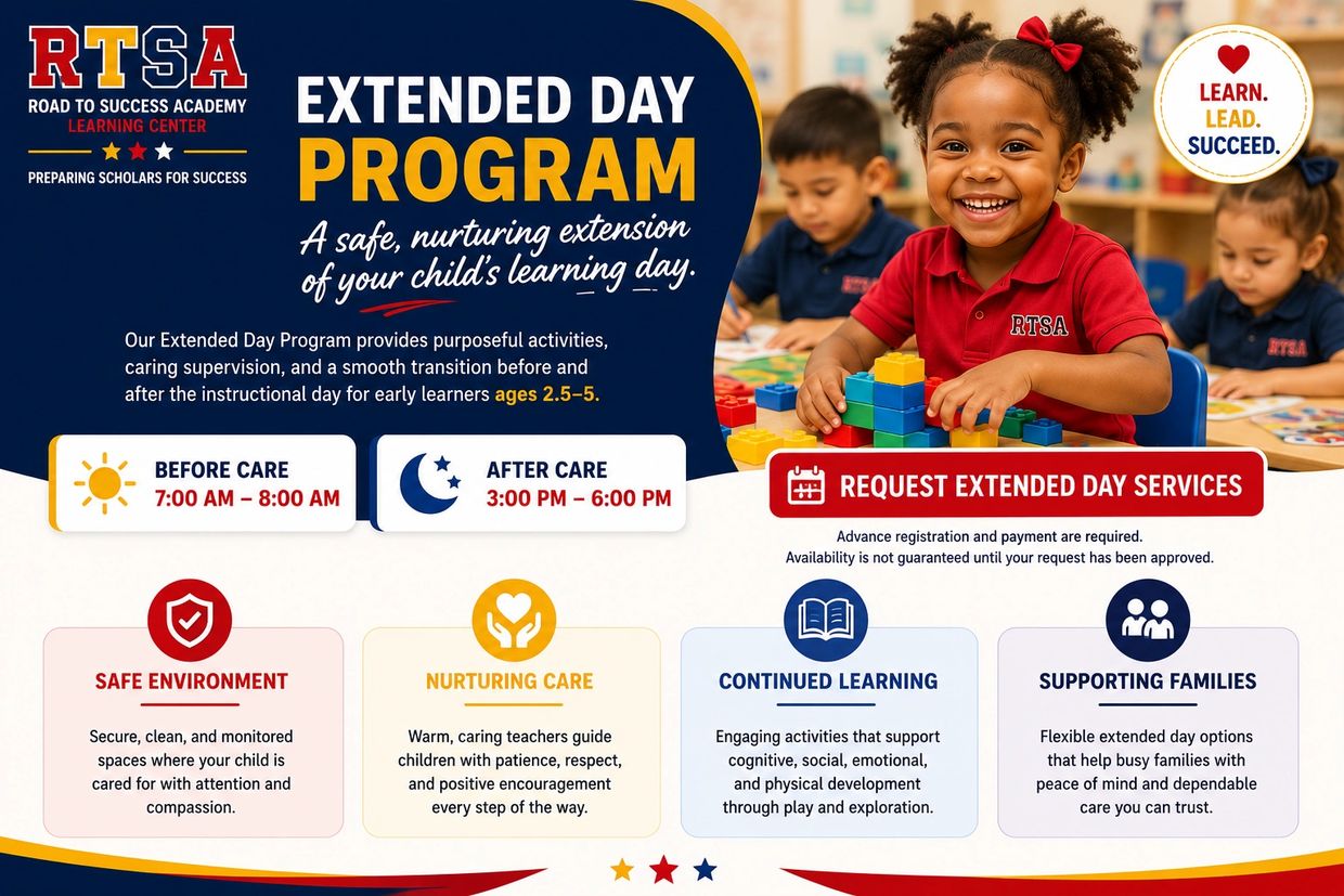Extended Day Program at RTSA for children ages 2.5-5 with safe, nurturing care and learning.