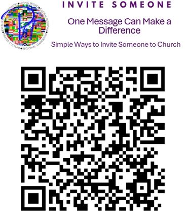 QR code for inviting someone to church with a message about making a difference.