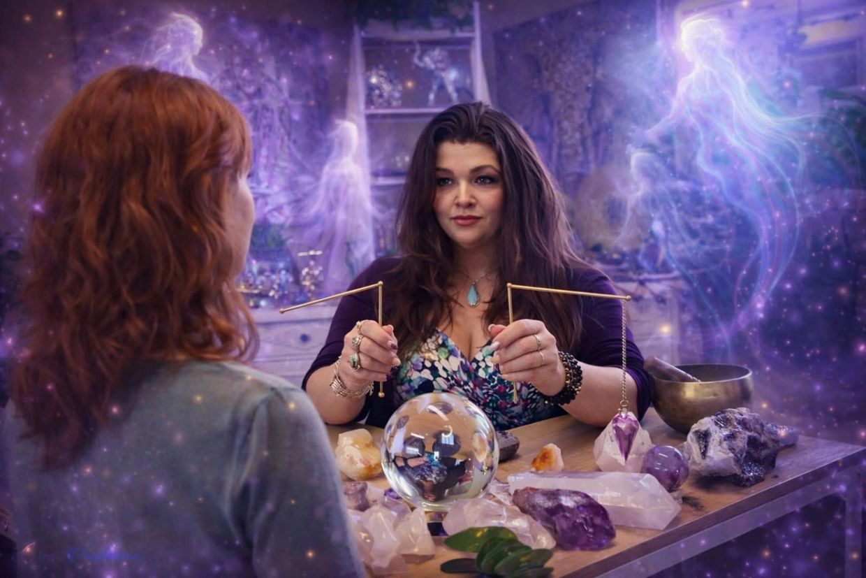 Dowsing rods, pendulum.
Communicating with spirit, mediumship, psychic capabilities