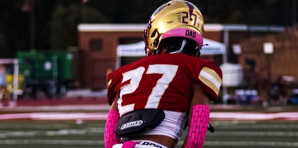 #27 Christopher "Taz" Smith. Pink Banner Dad. Johns Creek High School Pink Out Game.