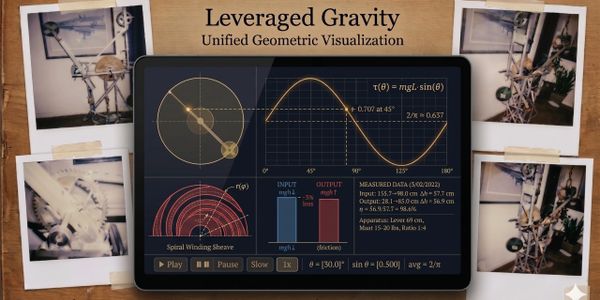 Leveraged Gravity geometric visualization with graphs and mechanical images.