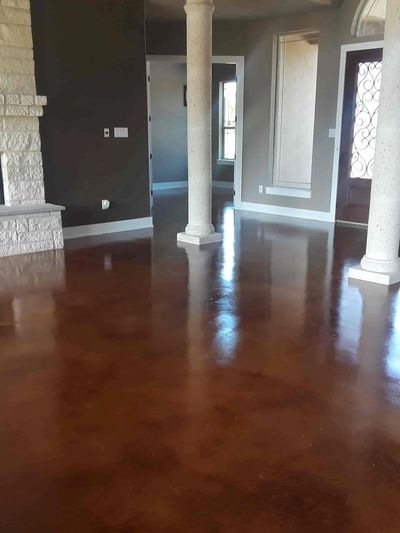 stained concrete flooring with drown and red stain concrete floors 