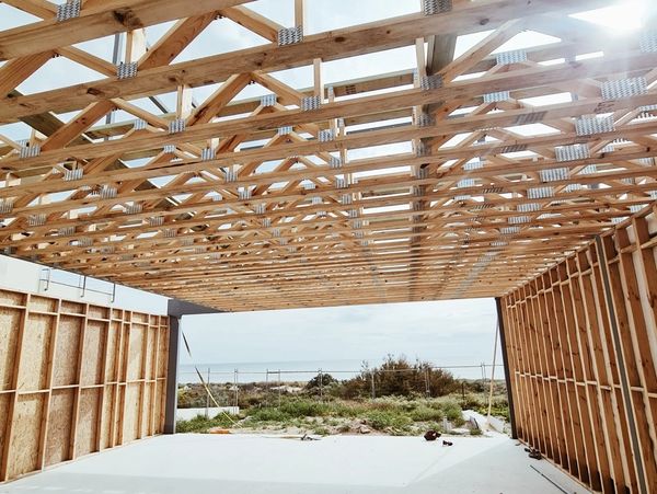 Timber framing on new home