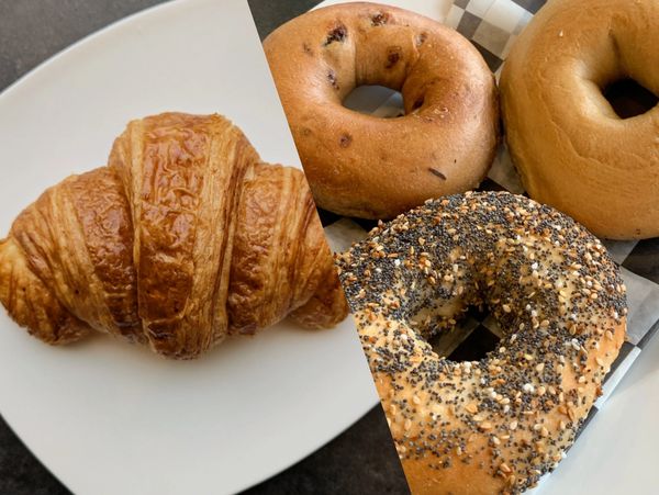 Image of a croissant and bagels
