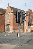 Puffin pedestrian crossing on Oldpark Road at former Carnegie Library Belfast Northern Ireland
