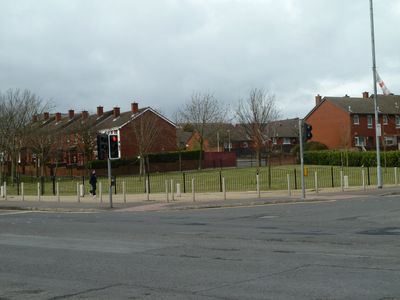 Site for proposed affordable housing development at Cliftonpark Avenue/ Oldpark Road junction.