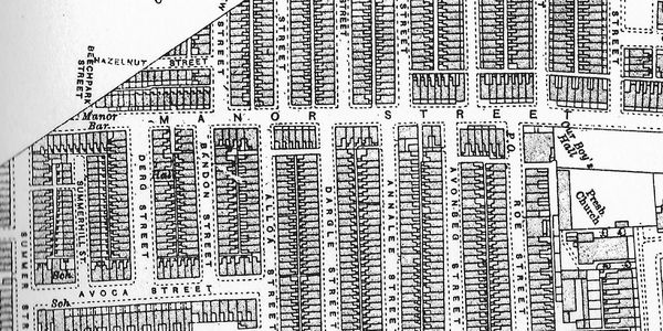 Part of old Lower Oldpark housing street layout in 1920.