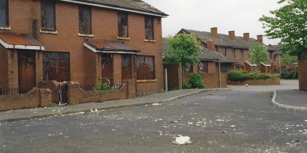 Vacant and decaying 1980's Lower Oldpark housing.