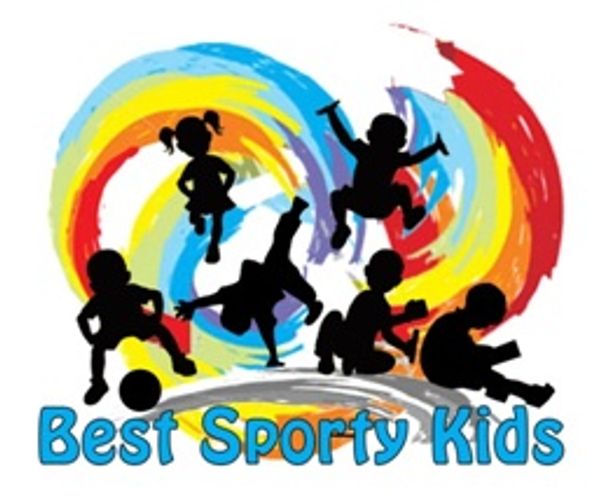 Colorful logo of active kids with 'Best Sporty Kids' text.