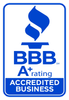 BBB Accredited Business sign with A+ rating.