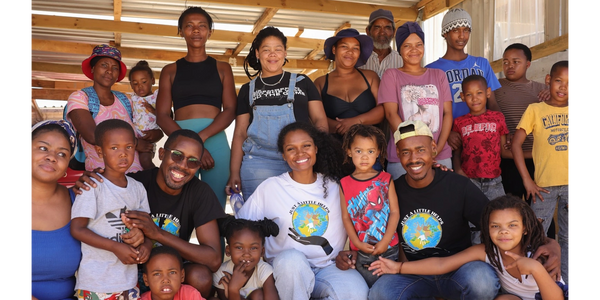 A Just a Little Helps food drop in Nyanga, Cape Town, supporting local families through community dr