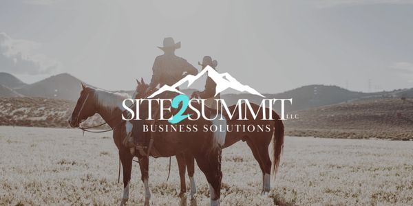 Cowboy and cowgirl talking on horseback. Mountains in the background and Site2Summit logo overlay.