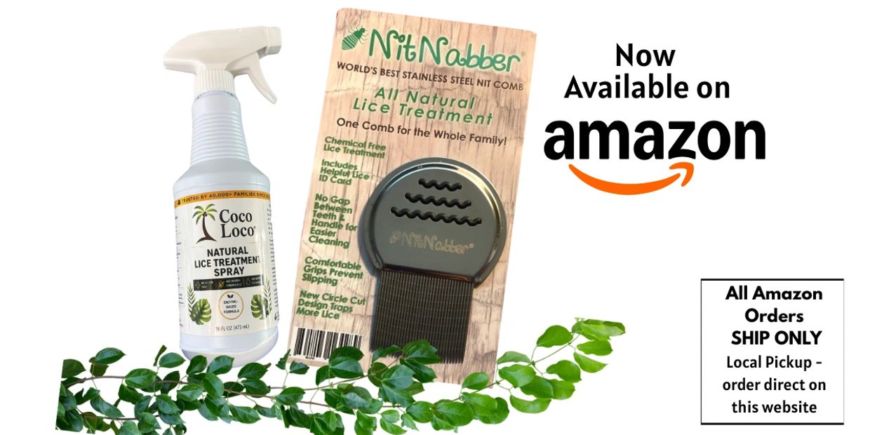 Natural lice treatment spray and stainless steel nit comb now on Amazon.